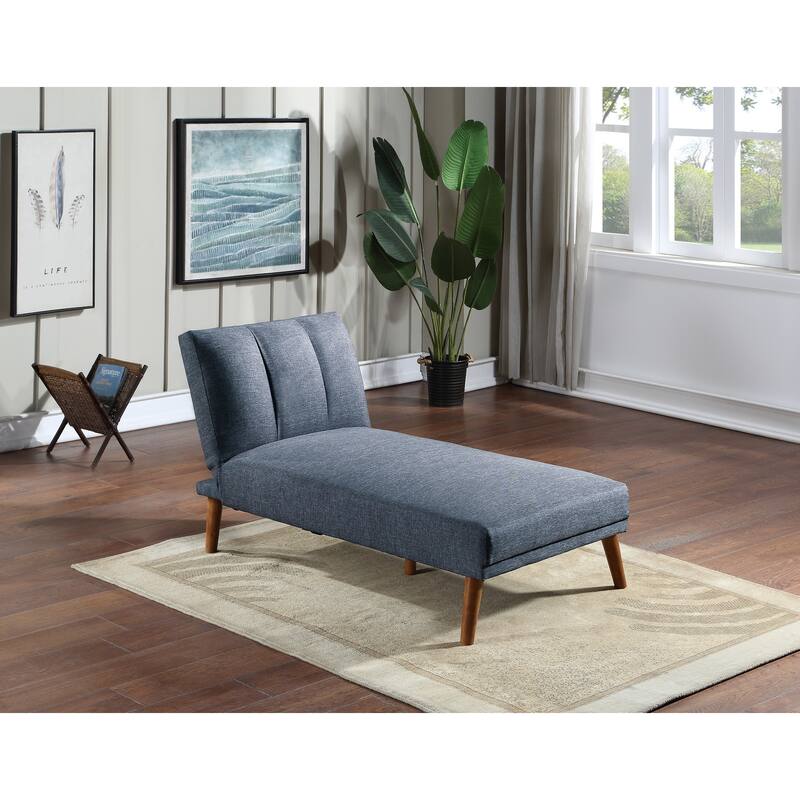 Navy Polyfiber Adjustable Chaise Bed with Solid Wood Legs - Multi-Color