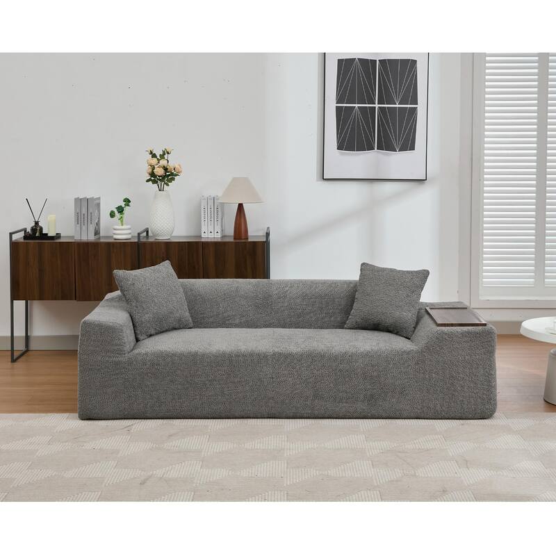 2-Piece Cloud Sofa Set, Modern Upholstered 3-Seater and 2-Seater Couch with End Tables Comfortable Living Room Sofa Set