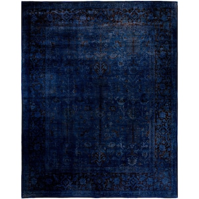 Overdyed One-of-a-Kind Hand-Knotted Area Rug - Navy - 11' 9" x 14' 10"