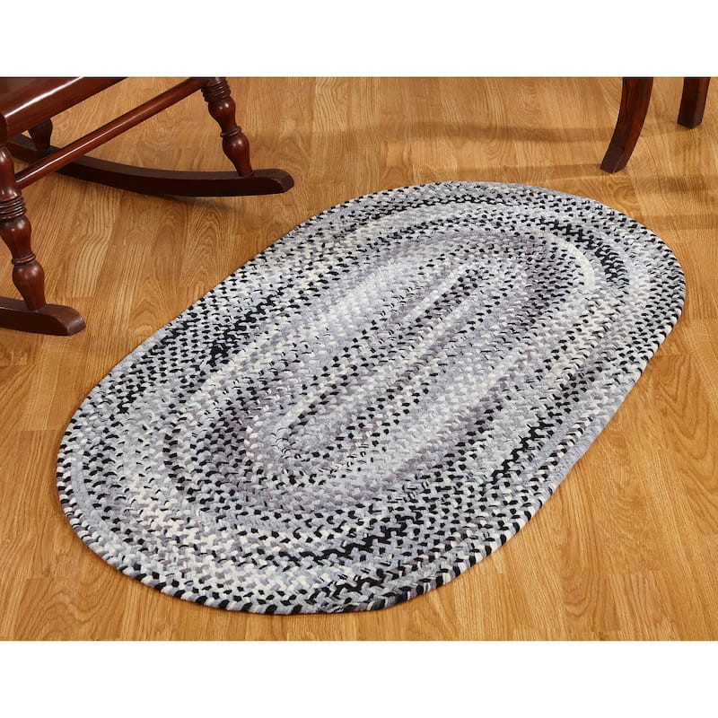 Ombre Soft Chenille Braided Rugs - 3' x 5' Oval - Black