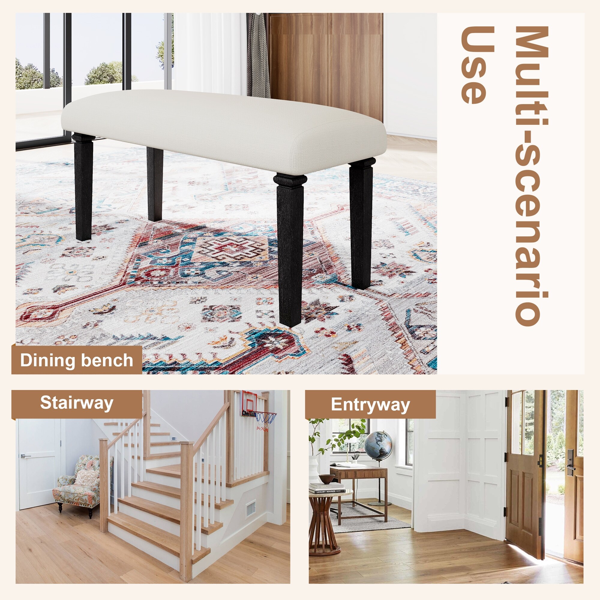 6 -Piece Dining Room Set, Wooden Rectangular Dining Table with 4