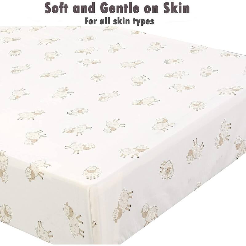 Polka Dot Animal Bear Friends ABC&123 Unisex Multi-color Cotton Toddler/Baby Crib Child Fitted Sheet Set (Pack of 3) - N/A