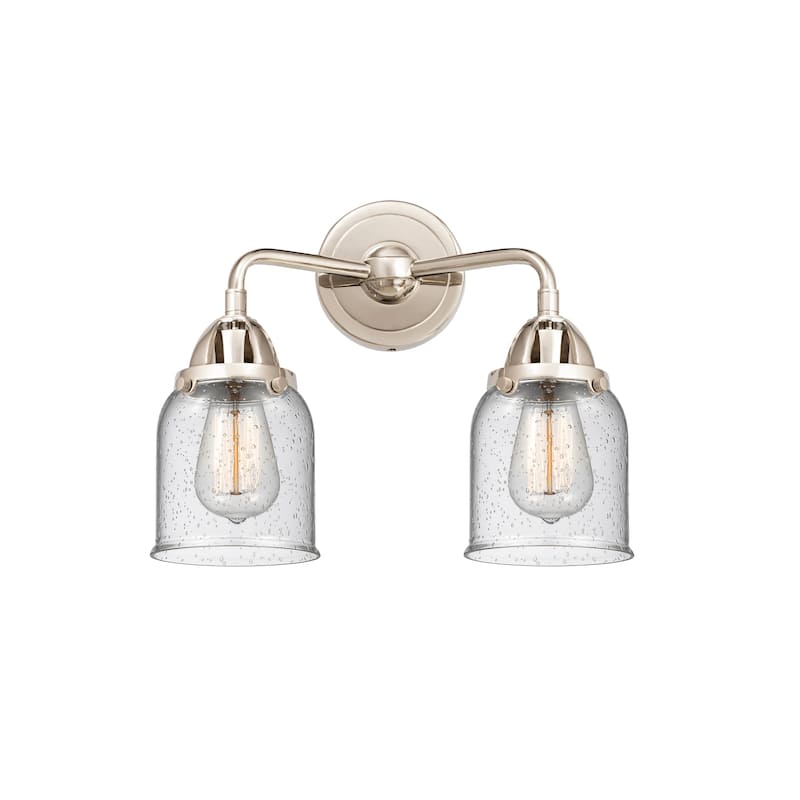 Innovations Lighting Nouveau 2 Bell - 2 Light 13" Bath Vanity Light - Polished Nickel/Seedy