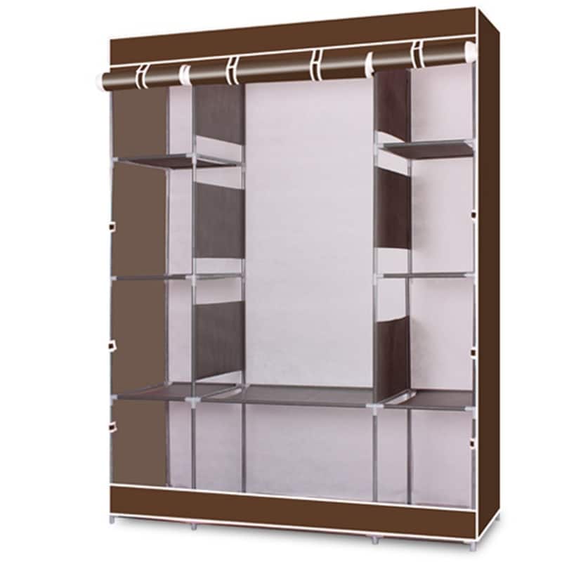 4-Tier Portable Closet Storage Organizer Wardrobe Clothes Rack With Shelves