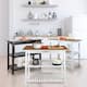 2-shelf Natural Solid Wood Top Kitchen Island