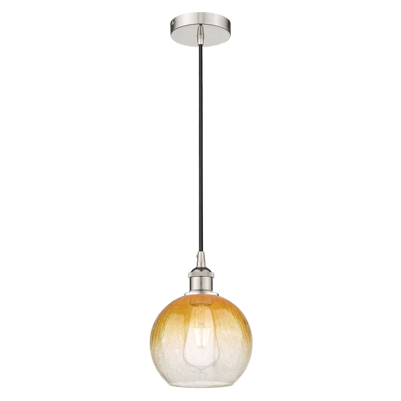 Innovations Lighting Endless Possibilities Edison - Brookhaven Globe - 1 Light 8" Cord Hung Mini Pendant - Polished Nickel/Amber
