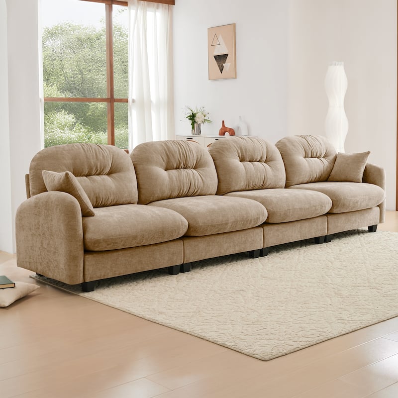 140" Oversized Modular Sofa, 4 Seater Large Sectional Couches for Living Room, Tufted Chenille Deep Seat Couch for Apartment