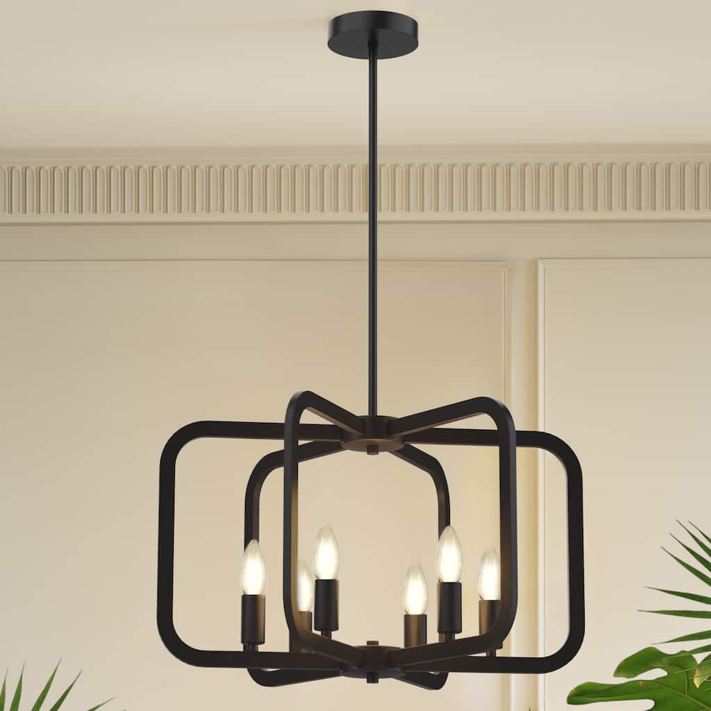 6-Light 16" Candle Style Retangular Chandelier