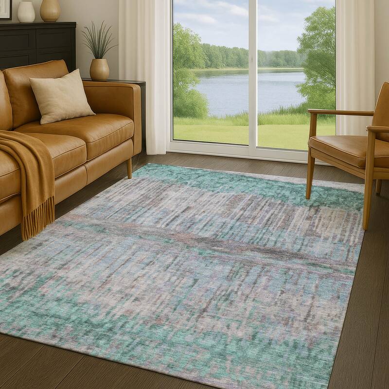 Machine Washable Indoor/ Outdoor Modern Ombre Chantille Rug