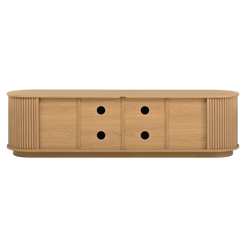 Farmhouse Wooden TV Stand up to 75" with Sliding Door and Adjustable Shelves for Modern Home Entertainment