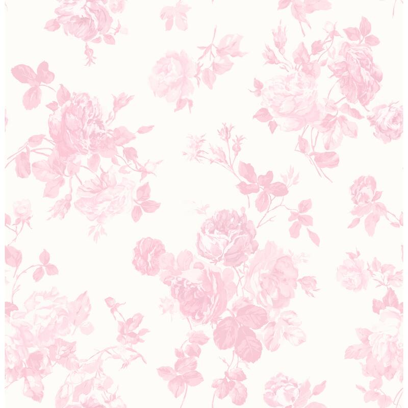 LoveShackFancy Everblooming Rosettes Pink Jam Cabbage Rose Bouquets Wallpaper