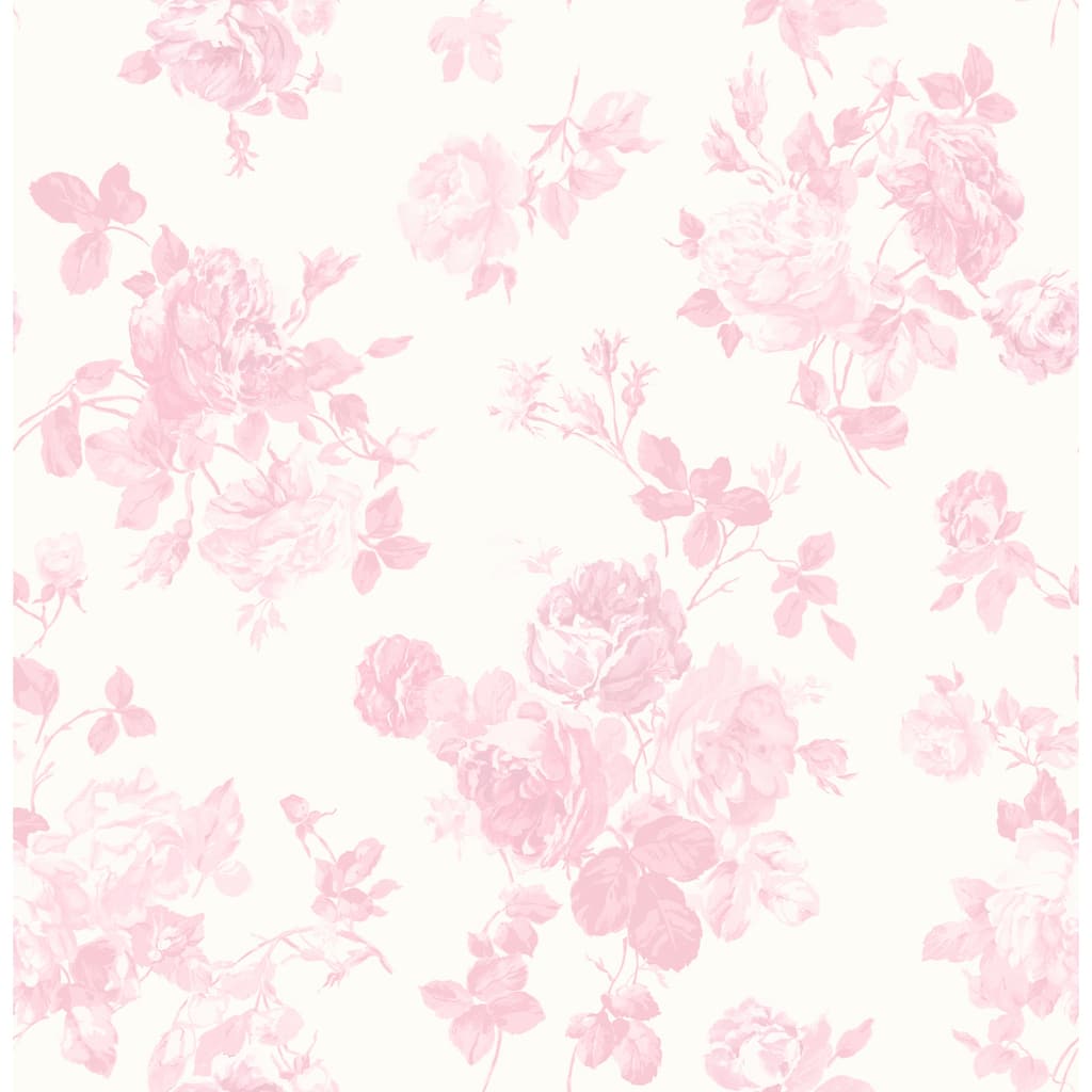 LoveShackFancy Everblooming Rosettes Pink Jam Cabbage Rose Bouquets Wallpaper
