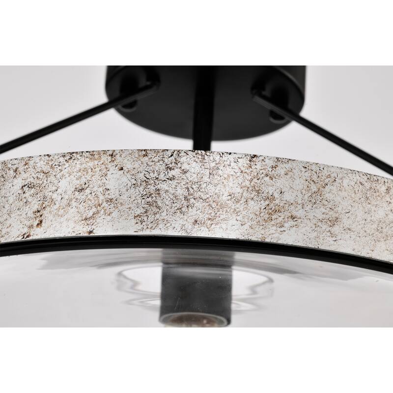 15" Geofric Matte Silver Wood Grain Finish Semi Flushmount Ceiling Lamp