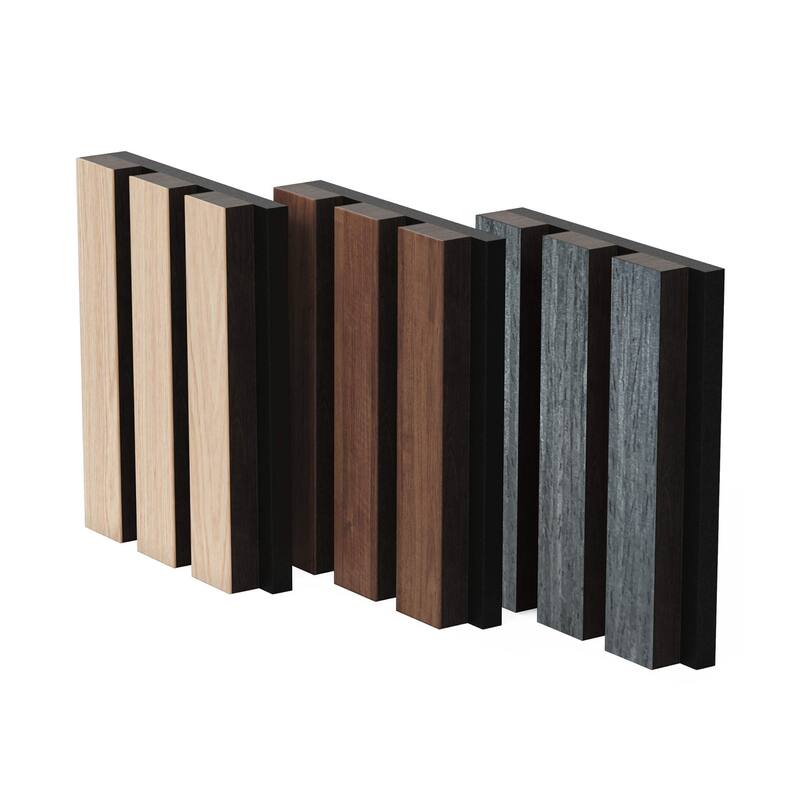 47" x 23" Modern Decor Polyester Grating Wood Acoustic Slat Panels Wall Paneling (Set of 4)