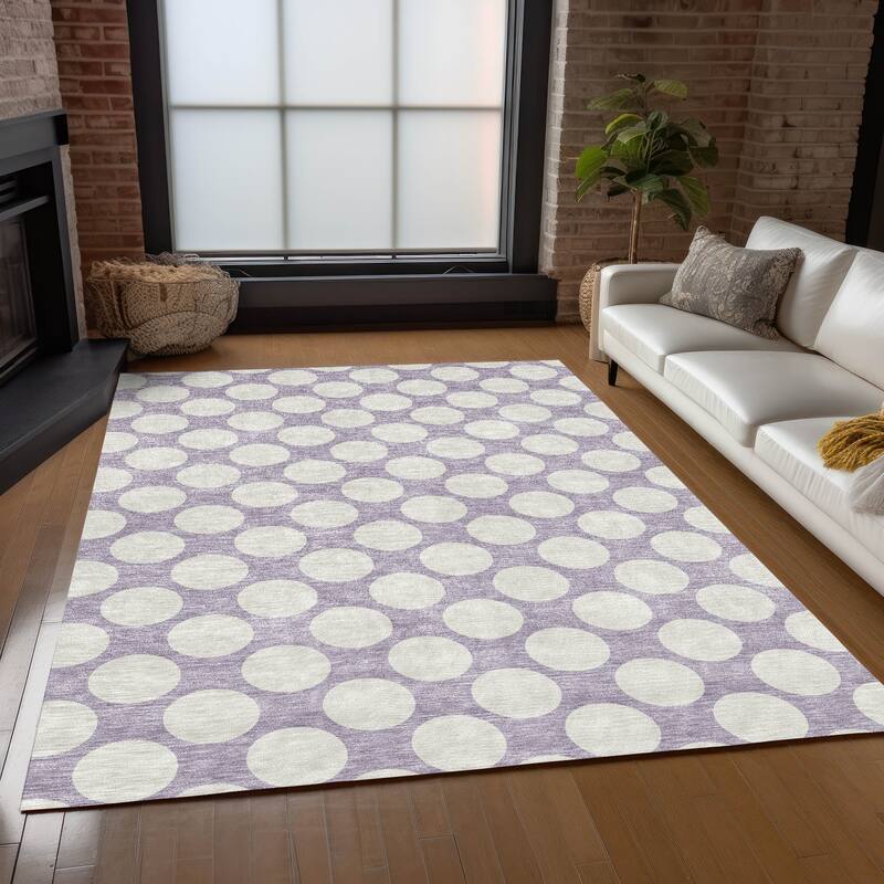 Machine Washable Indoor/ Outdoor Chantille Modern Dots Rug