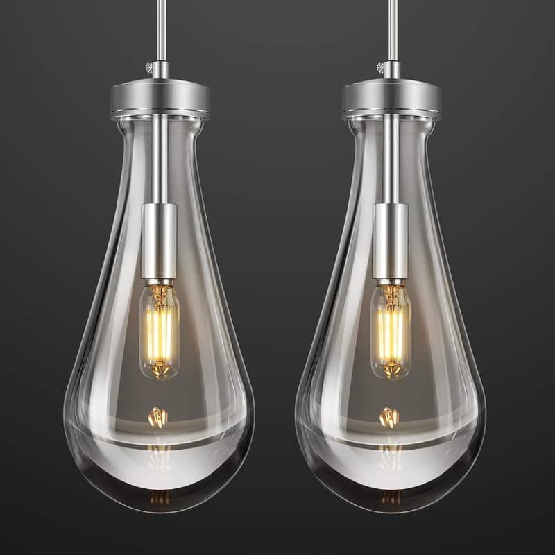 KAYLA Raindrop Chandelier, Modern Glass Pendant Light, Bulb Included