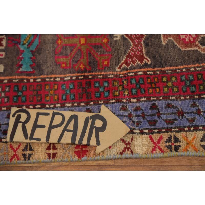 Hand Knotted Oriental 100% Wool Carpet Traditional Tribal Multi-Colored Heriz Runner Rug - 10' 2'' X 3' 5''