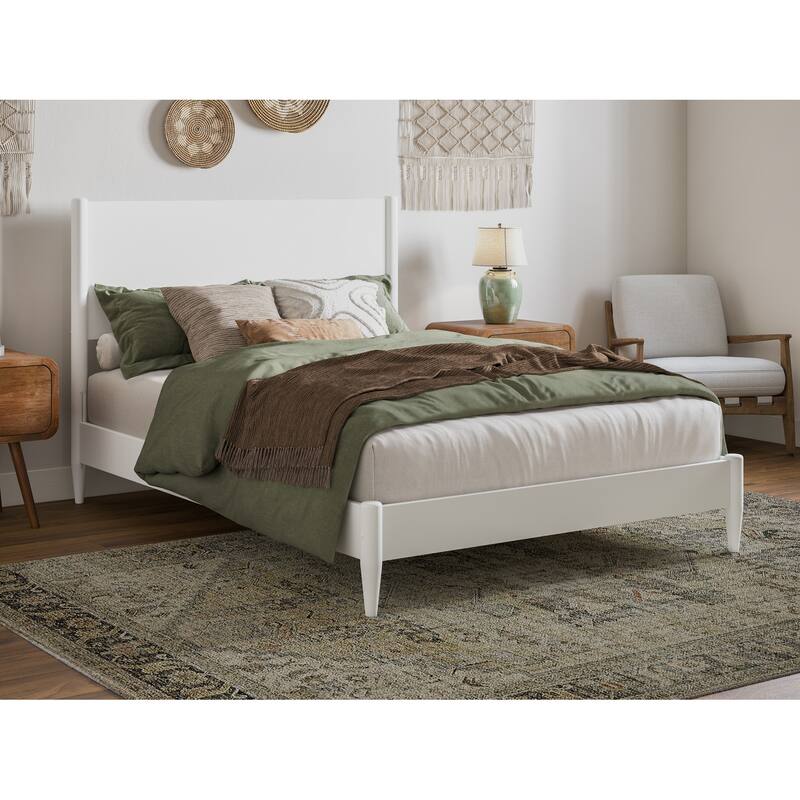 Solid Wood Low Profile Platform Bed - Full Size Bed Frame with Headboard - Modern Bedroom Furniture