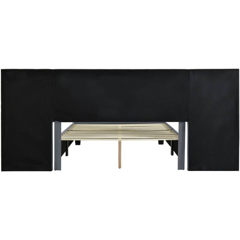 Modern Upholstered Platform Bed with Integrated Storage and Soft Headboard