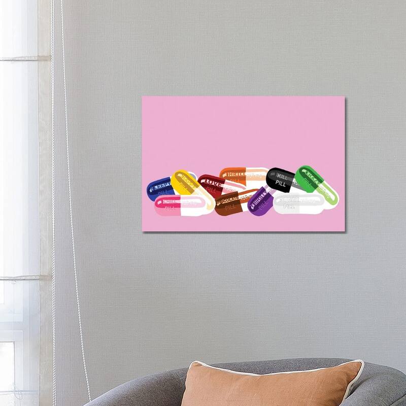 iCanvas "Chill Pill Party Pink" by Jaymie Metz Canvas Print - 18x26x1.5