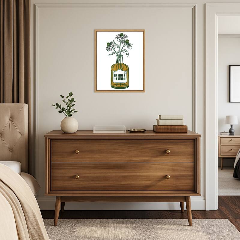 Tequila Potted Florals by The Whiskey Ginger Framed Canvas Wall Art Print