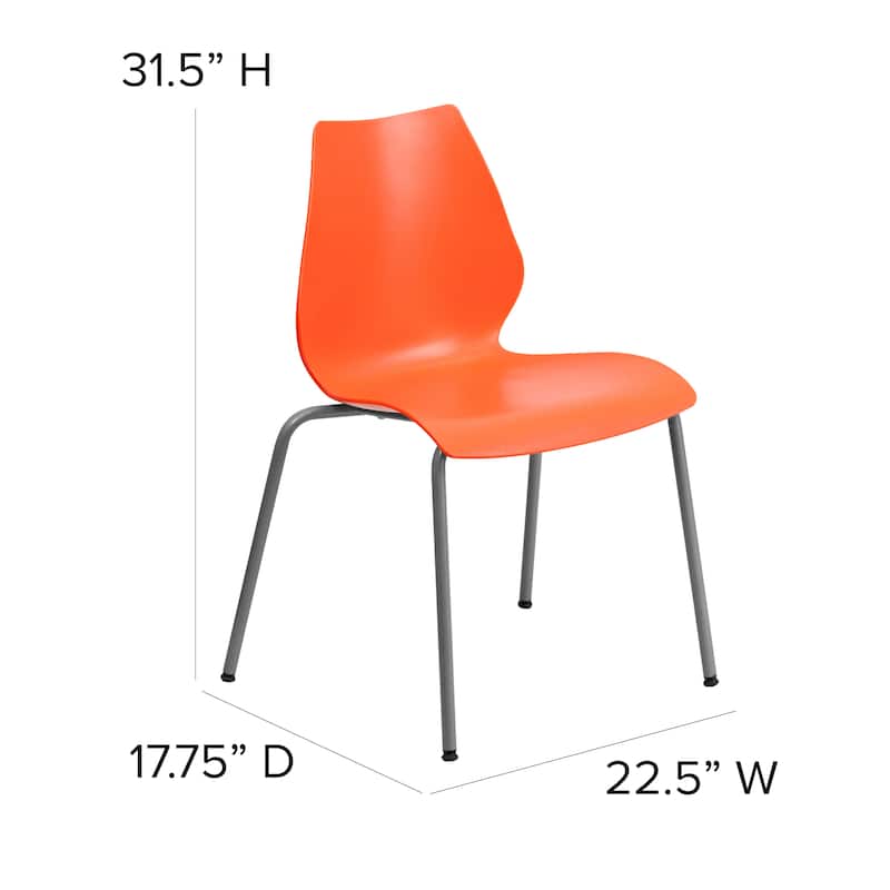 HERCULES Series Stack Chair with Lumbar Support and Silver Frame