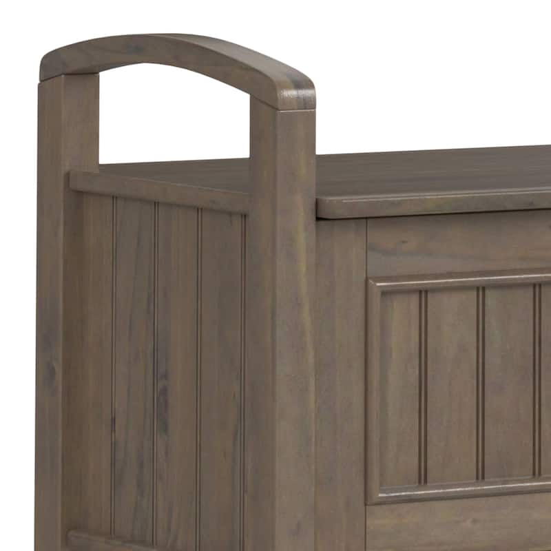 WYNDENHALL Rowan SOLID WOOD 44 inch Wide Transitional Entryway Storage Bench in Smoky Brown - 18"d x 44" w x 22"h