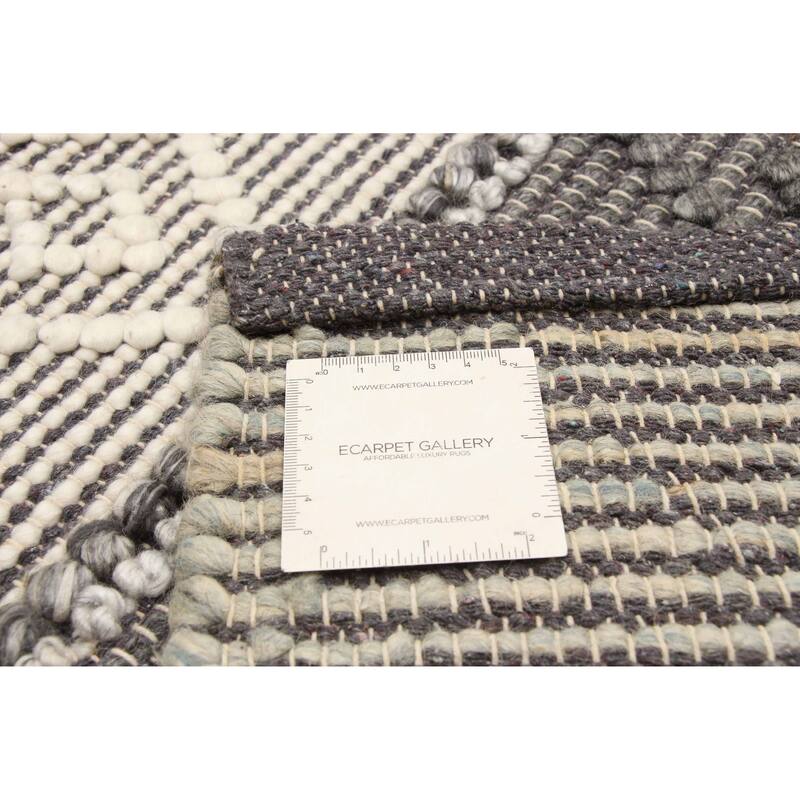 ECARPETGALLERY Braid weave Sienna Grey Wool Rug - 5'2 x 8'0