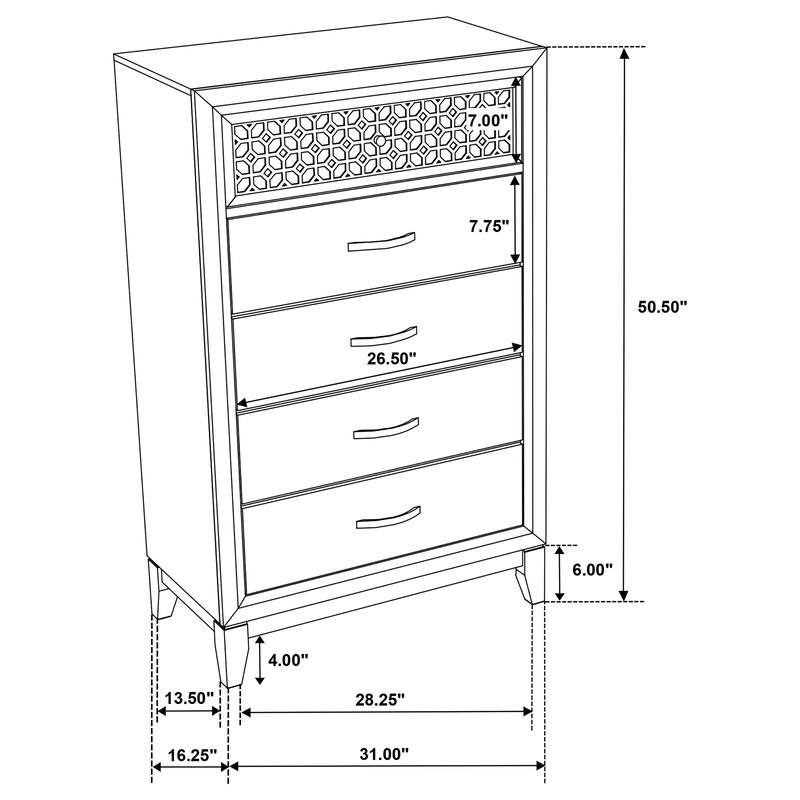 Valencia Contemporary Wood 5-drawer Bedroom Chest Black