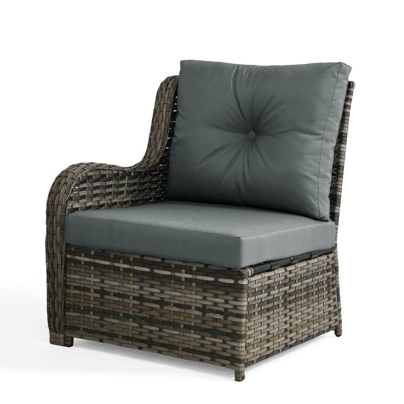 6-pieces Patio Wicker Outdoor Sectional Seating Sofa Set with Coffee Table