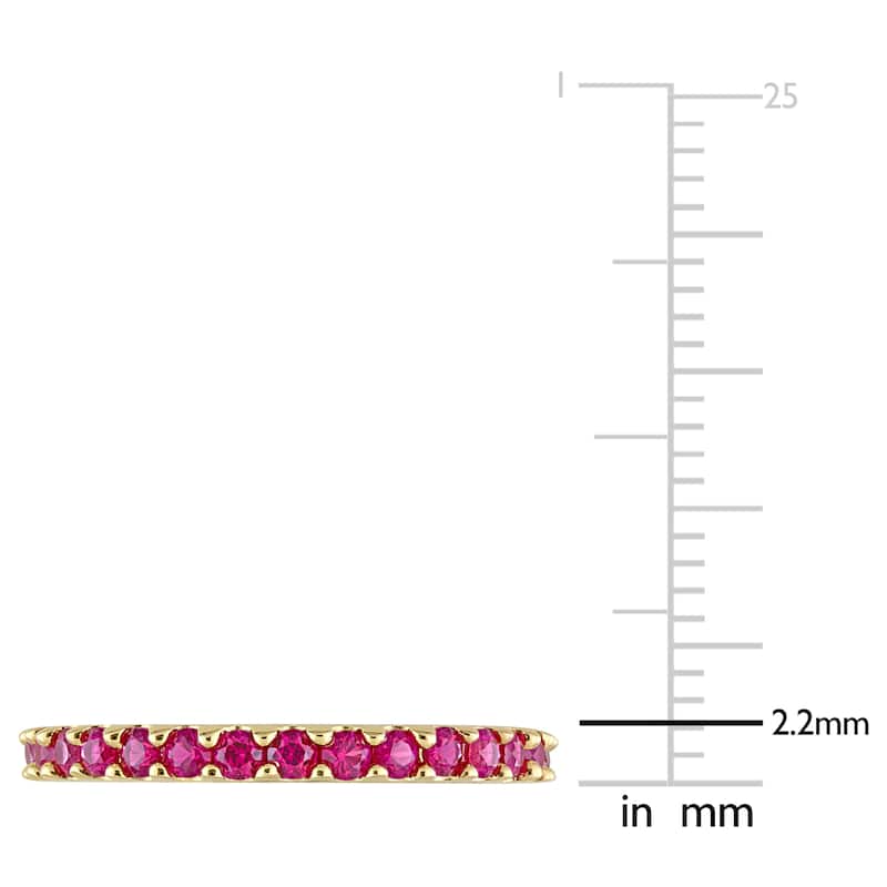 Miadora 10k Yellow Gold Created Ruby Stackable Eternity Wedding Band Ring