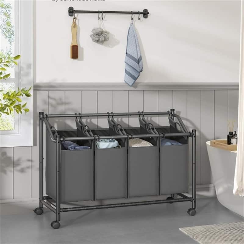 Rolling Laundry Basket with 4 Removable Bags