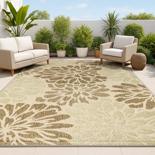 slide 2 of 202, JONATHAN Y Floral Textured Weave Indoor/Outdoor Area Rug