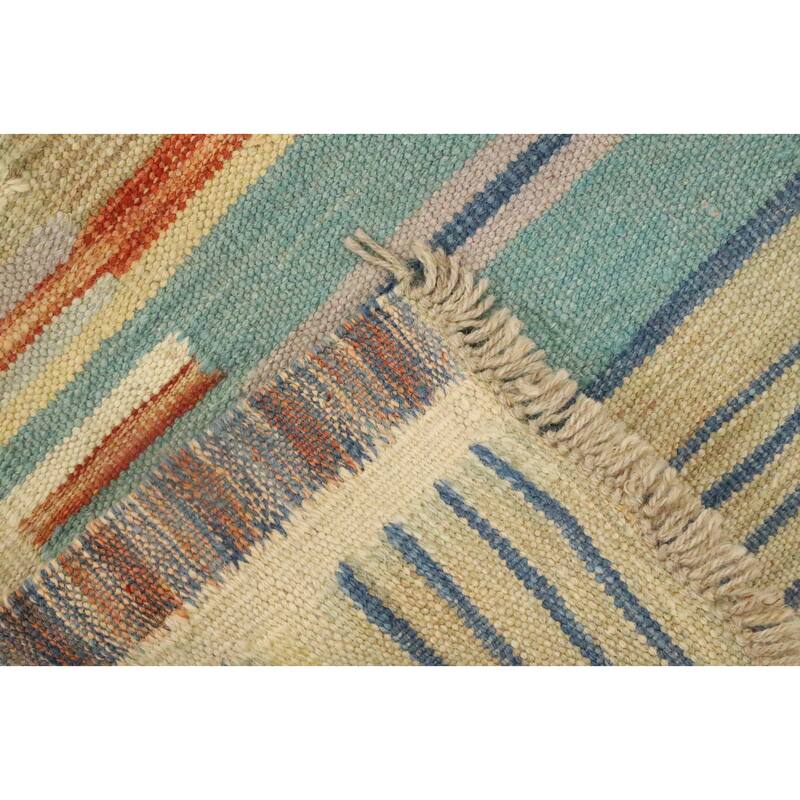 Hand Woven Oriental 100% Wool Carpet Southwestern Tribal Multi-Colored Kilim Area Rug - 4' 10'' X 3' 3''