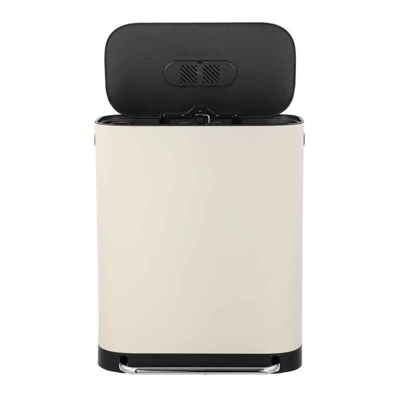happimess Beni Kitchen Trash/Recycling 16-Gallon Double-Bucket Step-Open Trash Can, Chrome