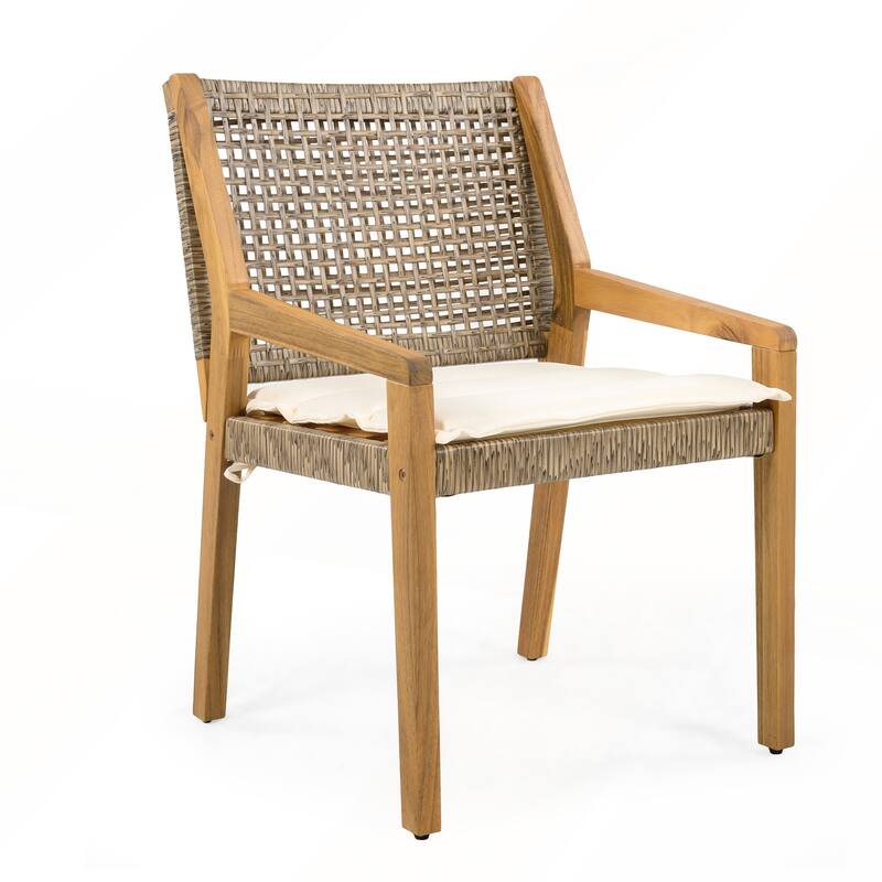 Durable Acacia Wicker Outdoor Dining Chair Set