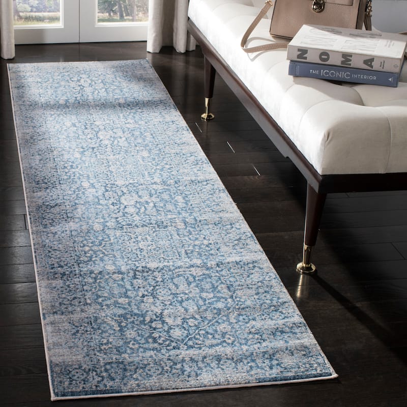 SAFAVIEH Vintage Persian Marietje Oriental Distressed Rug - Blue/Ivory - 2' 2" x 8'