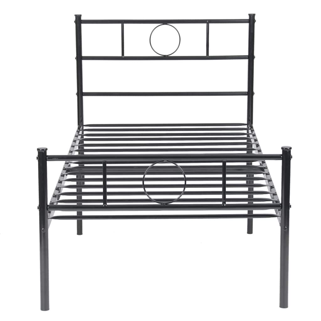 Twin Metal Bed Frame with Circle Accent Headboard