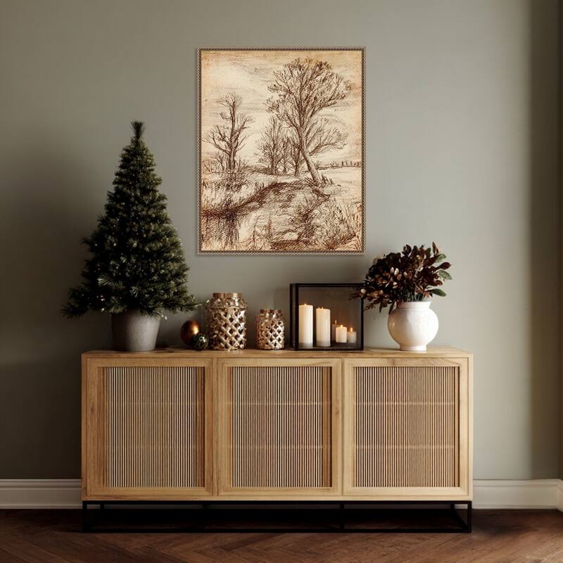 Forest View II by Melissa Wang (23 x 28 in.), Framed Canvas Wall Art Print - Sylvie Beaded Dark Gold