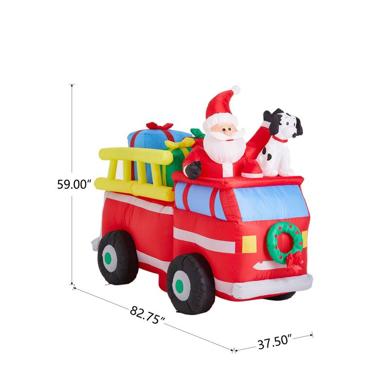 Glitzhome 7FT LED Lighted Inflatable Santa in Truck Decor