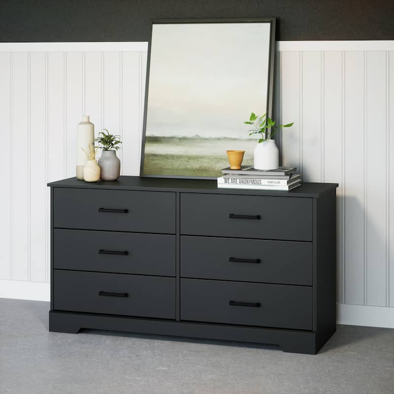 Prepac Rustic Ridge Farmhouse Chest, Wooden Bedroom Dresser with 6 Storage Drawers
