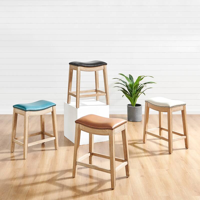 NPD Furniture Elmo KD Faux Leather Upholstered Counter Stool