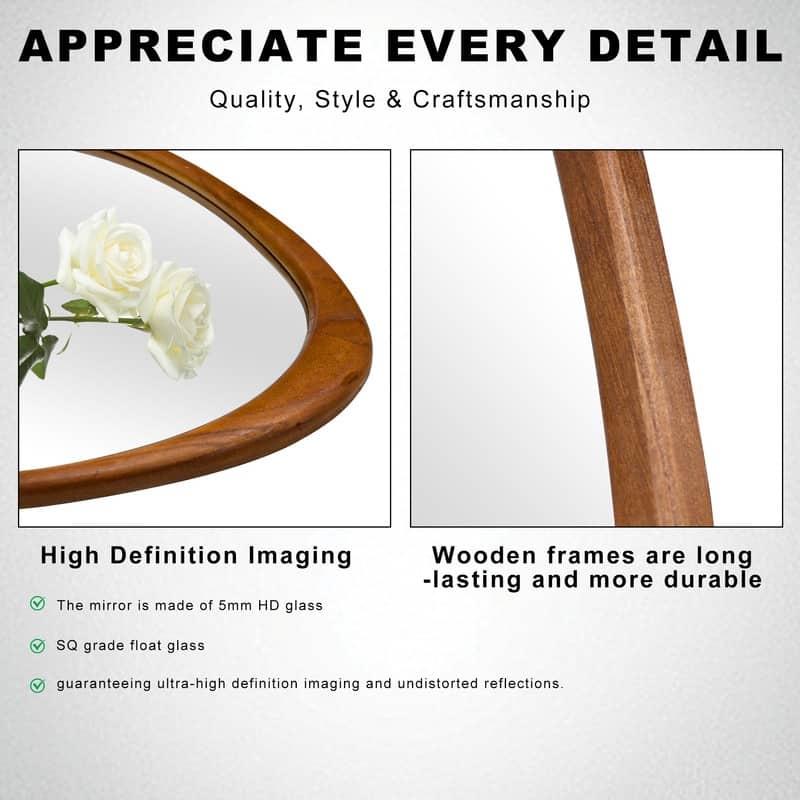 Irregular Mirror Asymmetrical Wood Wall Mirror