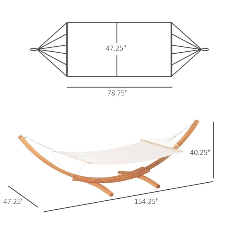 Extra Large Poplar Wood Hammock with Stand and Cotton Bed for Indoor and Outdoor Relaxation - 154.25" L x 47.25" W x 40.25" H