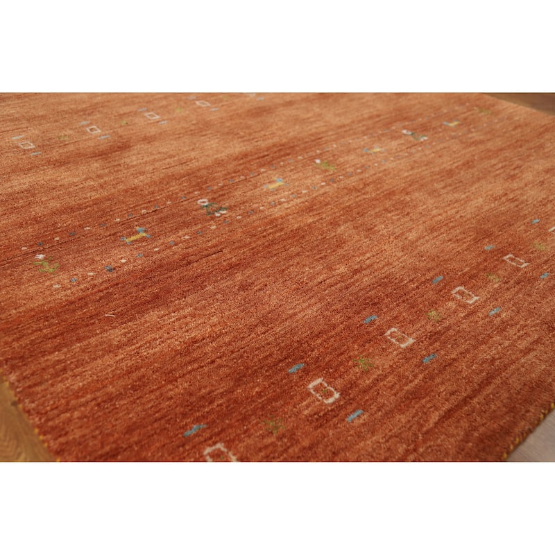 Hand Knotted Oriental 100% Wool Carpet Tribal Animal Pictorial Oranges & Rust Gabbeh Area Rug - 7' 6'' X 5' 1''