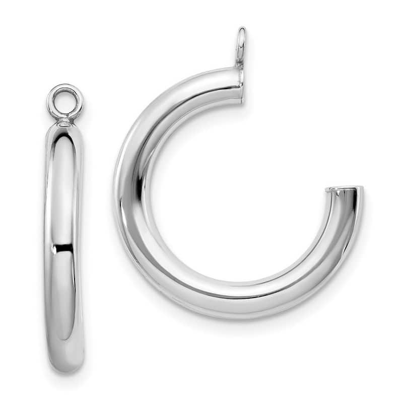 Curata 10k White Gold Polished Tube Hoop Earrings - with Jackets 29x3mm
