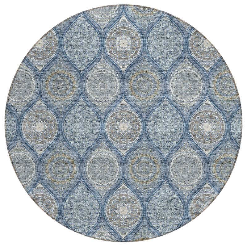 Machine Washable Indoor/ Outdoor Boho Mosaic Chantille Rug