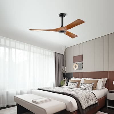 52" Ceiling Fan with Remote Control No Lights,Modern Reversible DC Motor Indoor 3 Blades