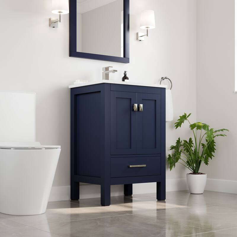 London 24"W Bath Vanity with Carrara Quartz Top & Undermount Sink