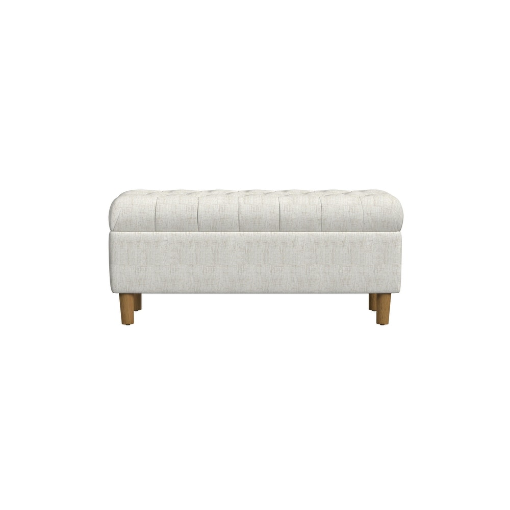 HomePop Button Tufted Top Storage Bench with Wood Legs